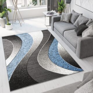 Vloerkleed Dream Modern Grijs Blauw Golven