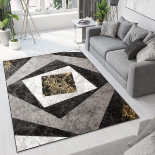 Vloerkleed Dream Geometrisch Grijs Geel Vierkanten