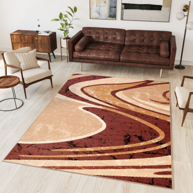 Vloerkleed Dream Abstract Bruin Beige Golven