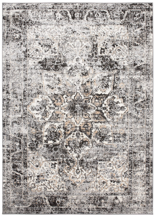 Vloerkleed Valley Donker Grijs Vintage Rozet