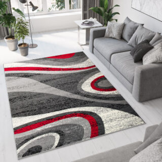 Vloerkleed Dream Modern Donker Grijs Rood Golven