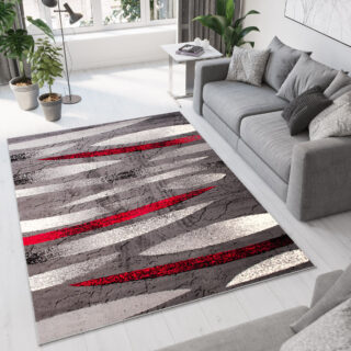 Vloerkleed Dream Modern Grijs Rood Lijnen