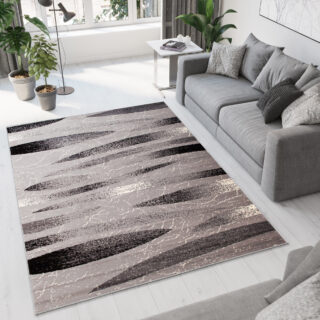 Vloerkleed Dream Modern Grijs Zwart Lijnen