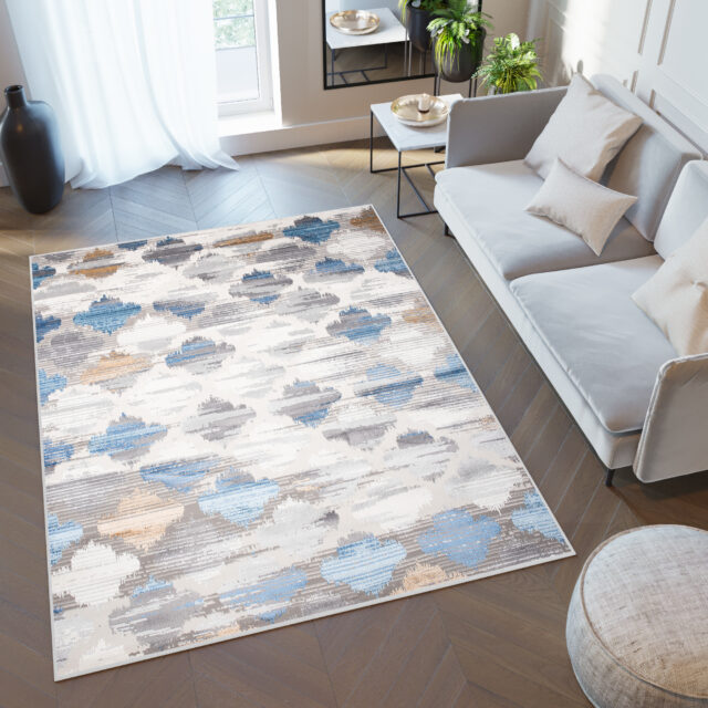 Vloerkleed Valley Grijs Blauw Marokkaanse Trellis