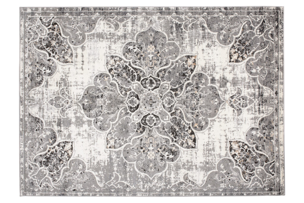 Vloerkleed Valley Grijs Vintage Gebloemd Rozet