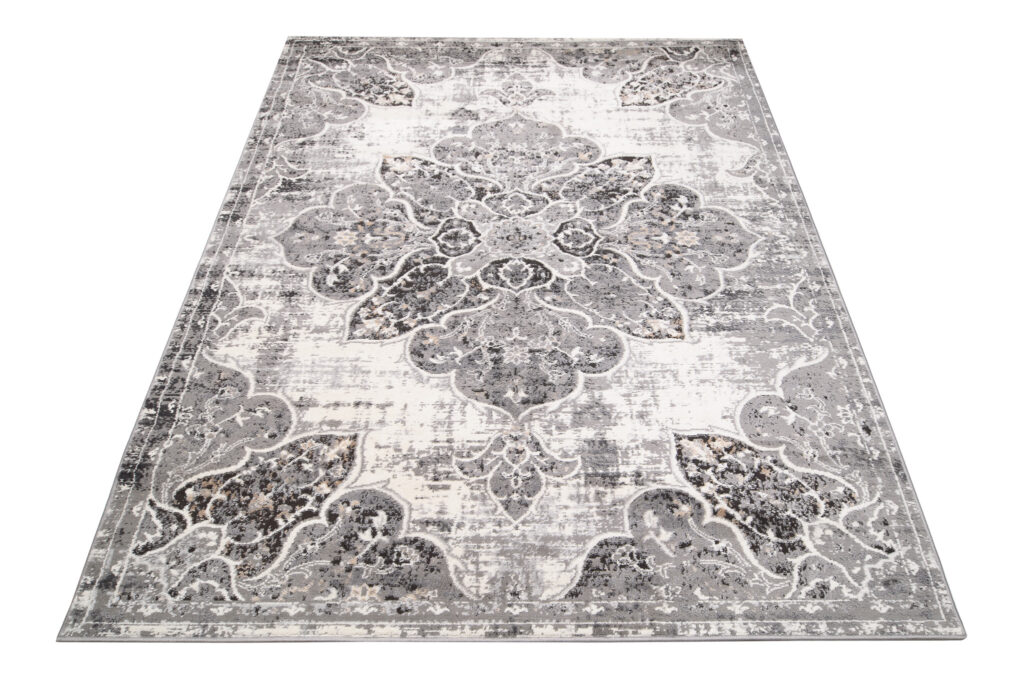 Vloerkleed Valley Grijs Vintage Gebloemd Rozet