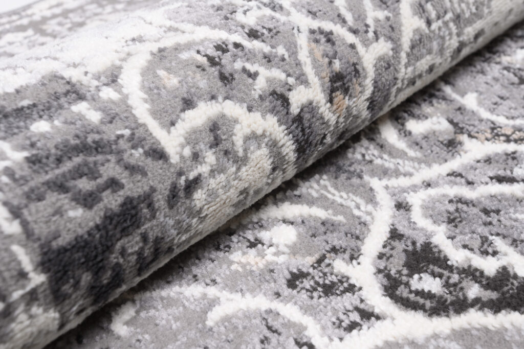 Vloerkleed Valley Grijs Vintage Gebloemd Rozet