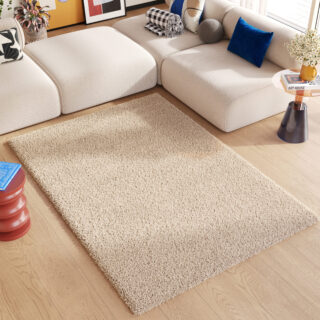 Vloerkleed Essence Shaggy Effen Donker Beige