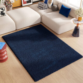 Vloerkleed Essence Shaggy Effen Marineblauw