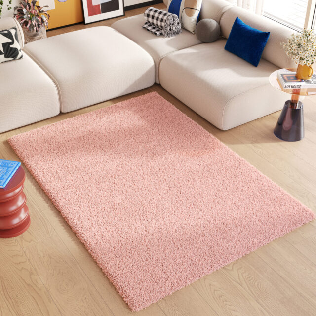 Vloerkleed Essence Shaggy Effen Roze