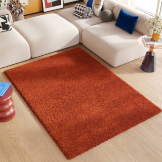 Vloerkleed Essence Shaggy Effen Terracotta