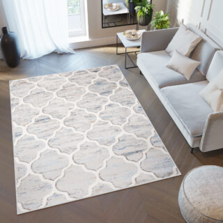 Vloerkleed Valley Grijs Blauw Marokkaanse Trellis