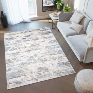 Vloerkleed Valley Grijs Blauw Geometrisch Gewreven