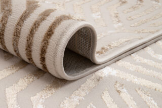 Vloerkleed Crystal Bruin Creme Beige Lijnen 3D Effect