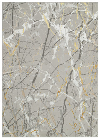 Vloerkleed Crystal Grijs Gold Abstract Marmer 3D Effect