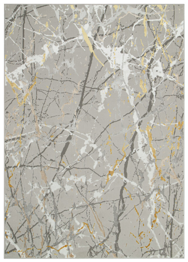 Vloerkleed Crystal Grijs Gold Abstract Marmer 3D Effect