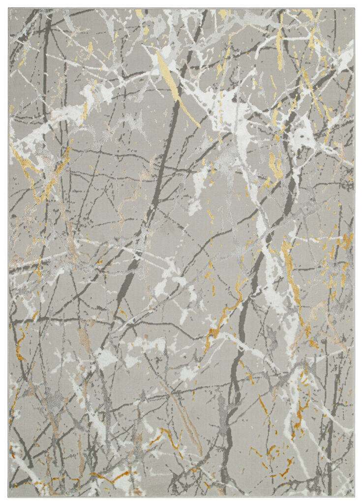 Vloerkleed Crystal Grijs Gold Abstract Marmer 3D Effect