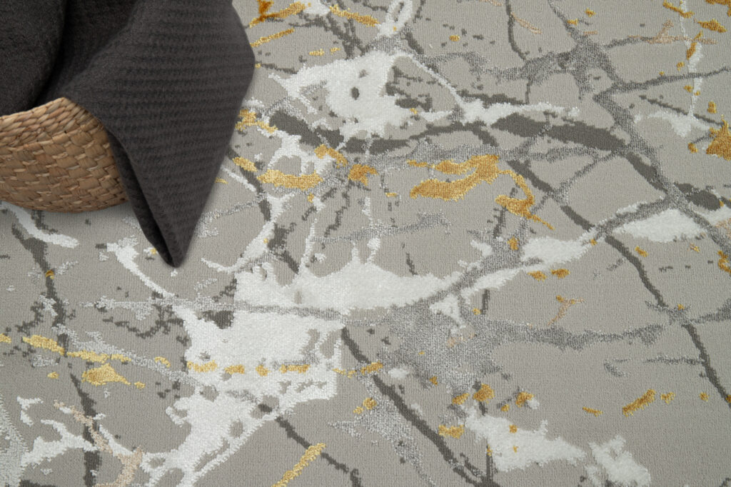 Vloerkleed Crystal Grijs Gold Abstract Marmer 3D Effect