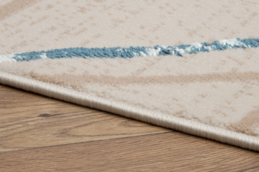 Vloerkleed Crystal Blue Beige Abstracte Lijnen 3D Effect
