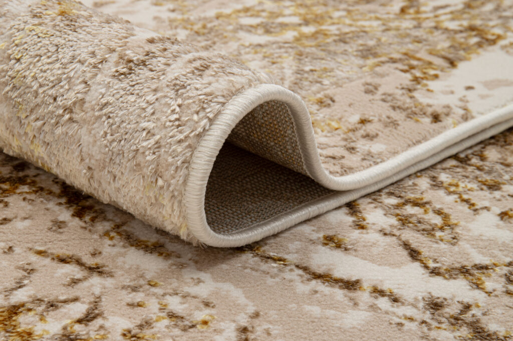 Vloerkleed Crystal Beige Goud Crème Marmer 3D Effect