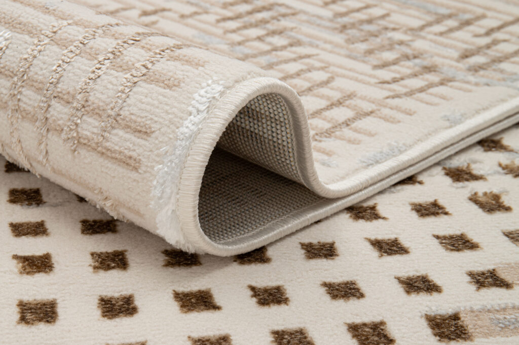 Vloerkleed Crystal Bruin Beige Vintage Ruiten 3D Effect