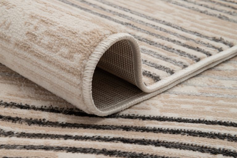 Vloerkleed Crystal Grijs Beige Crème Strepen 3D Effect