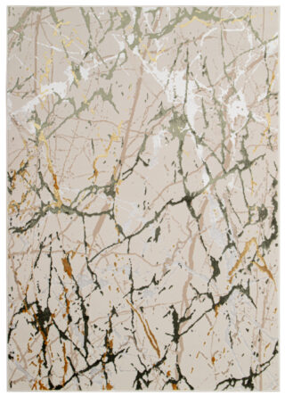 Vloerkleed Crystal Groen Creme Abstract Marmer 3D Effect