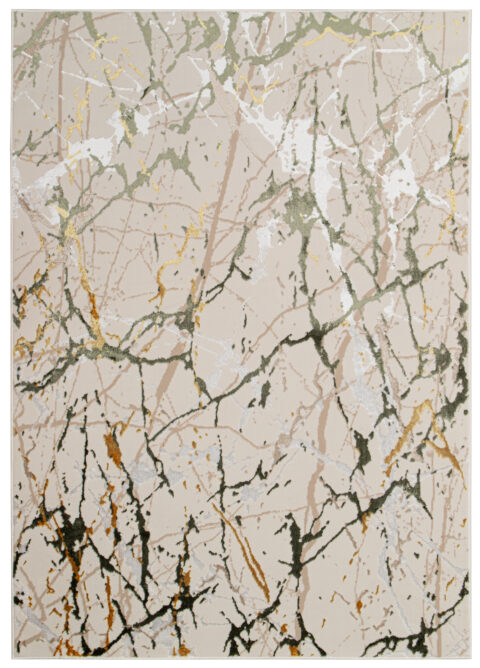 Vloerkleed Crystal Groen Creme Abstract Marmer 3D Effect