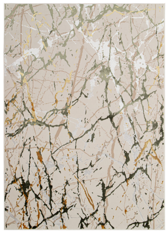 Vloerkleed Crystal Groen Creme Abstract Marmer 3D Effect
