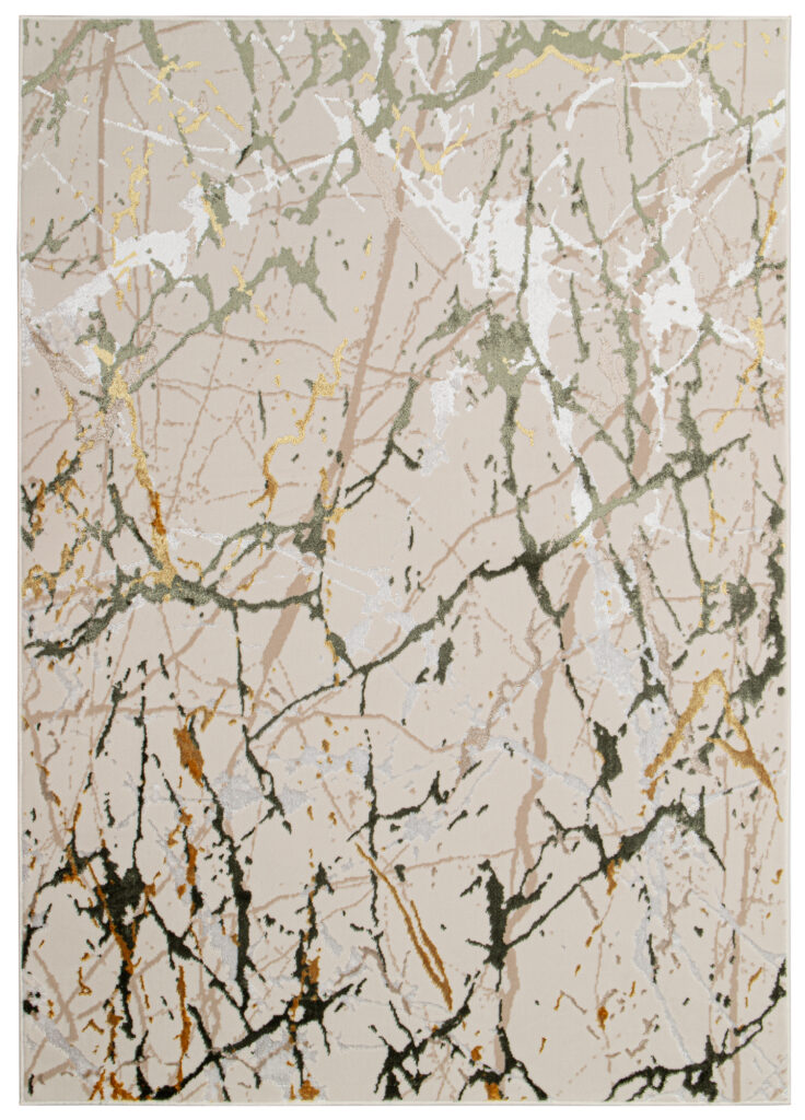 Vloerkleed Crystal Groen Creme Abstract Marmer 3D Effect