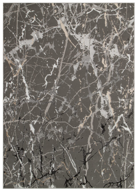 Vloerkleed Crystal Donker Grijs Abstract Marmer 3D Effect