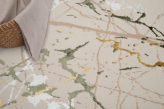 Vloerkleed Crystal Groen Creme Abstract Marmer 3D Effect