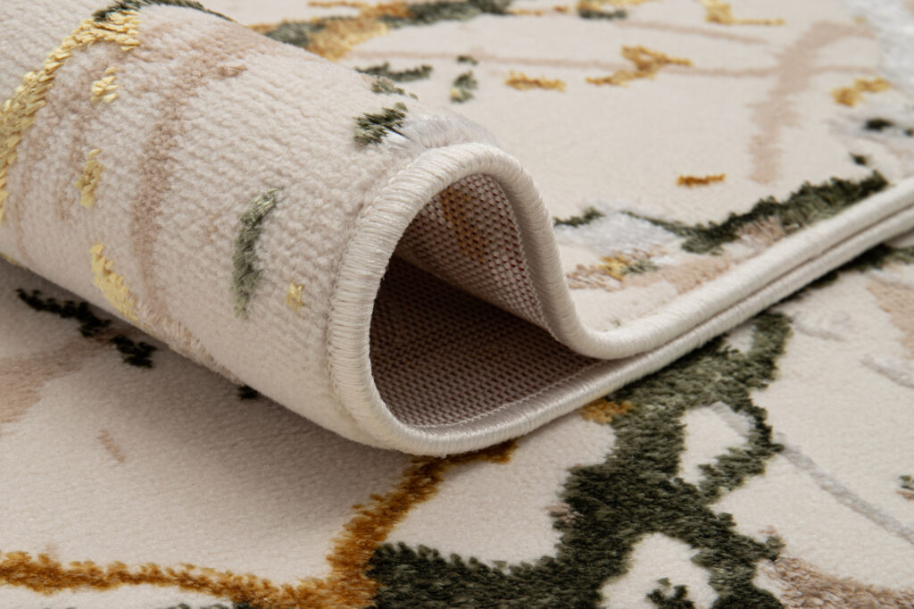 Vloerkleed Crystal Groen Creme Abstract Marmer 3D Effect