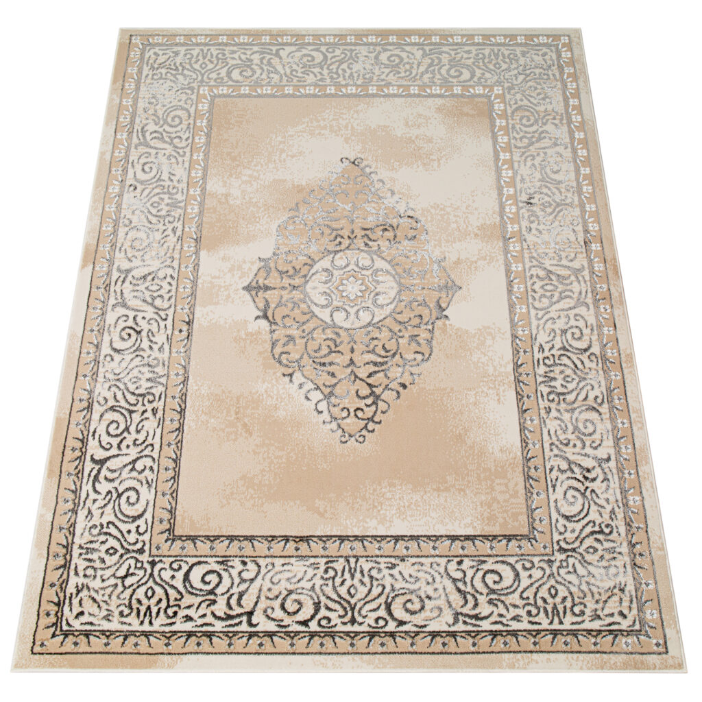 Vloerkleed Ares Grijs Beige Rozet Vintage