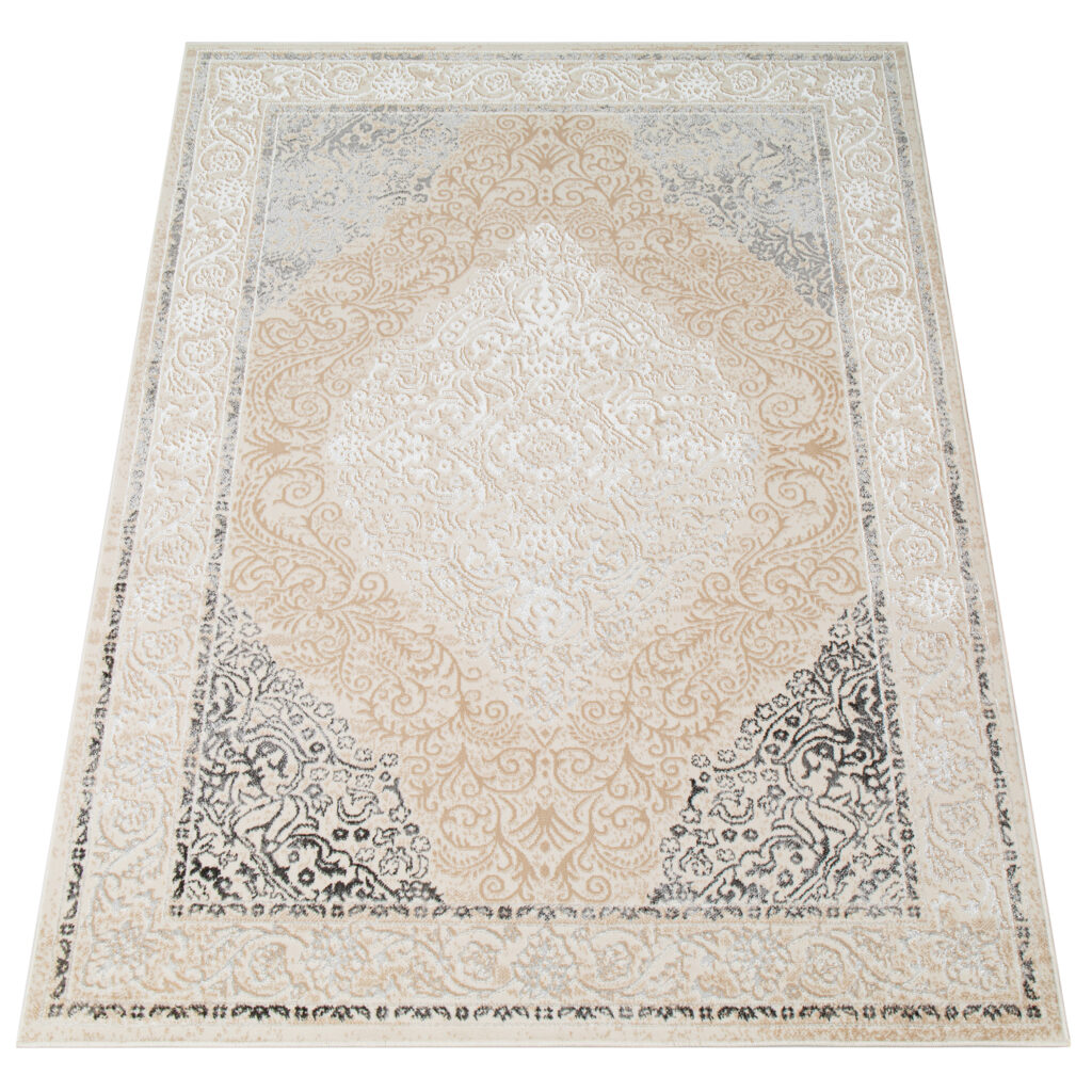Vloerkleed Ares Creme Grijs Vintage Medaillon