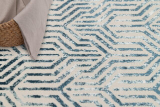 Vloerkleed Crystal Blauw Wit Lijnen 3D Effect