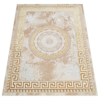 Vloerkleed Ares Goudkleur Beige Ornamenten Medaillon