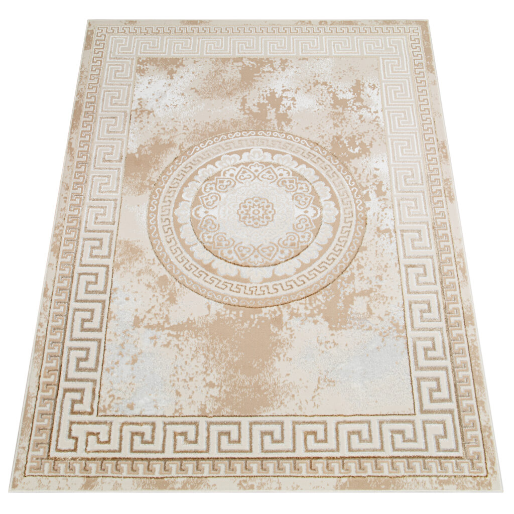 Vloerkleed Ares Goudkleur Bruin Ornamenten Medaillon