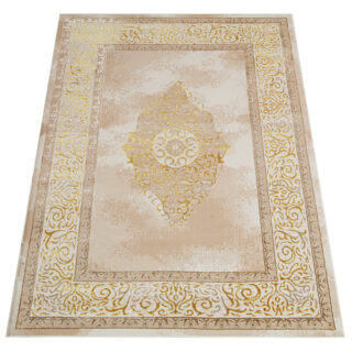 Vloerkleed Ares Goudkleur Beige Rozet Vintage