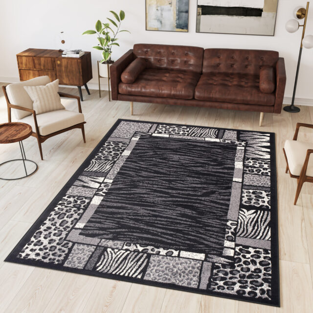 Vloerkleed Dream Modern Zwart Grijs Dierenprint