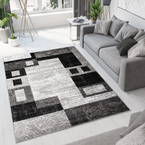 Vloerkleed Dream Geometrisch Grijs Zwart Rechthoeken