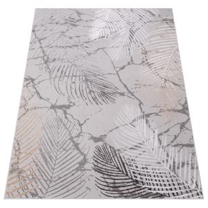 Vloerkleed Crystal Bruin Donkergrijze Bladeren 3D Effect