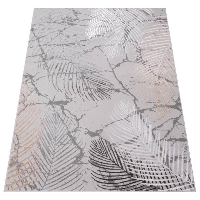 Vloerkleed Crystal Bruin Donkergrijze Bladeren 3D Effect