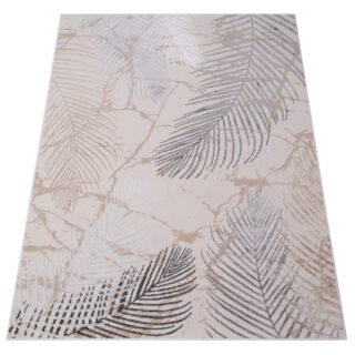 Vloerkleed Crystal Grijs Bruin Bladeren 3D Effect