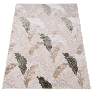 Vloerkleed Crystal Groen Bruin Beige Bladeren 3D Effect