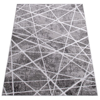 Vloerkleed Crystal Grijs Wit Geometrische lijnen 3D Effect