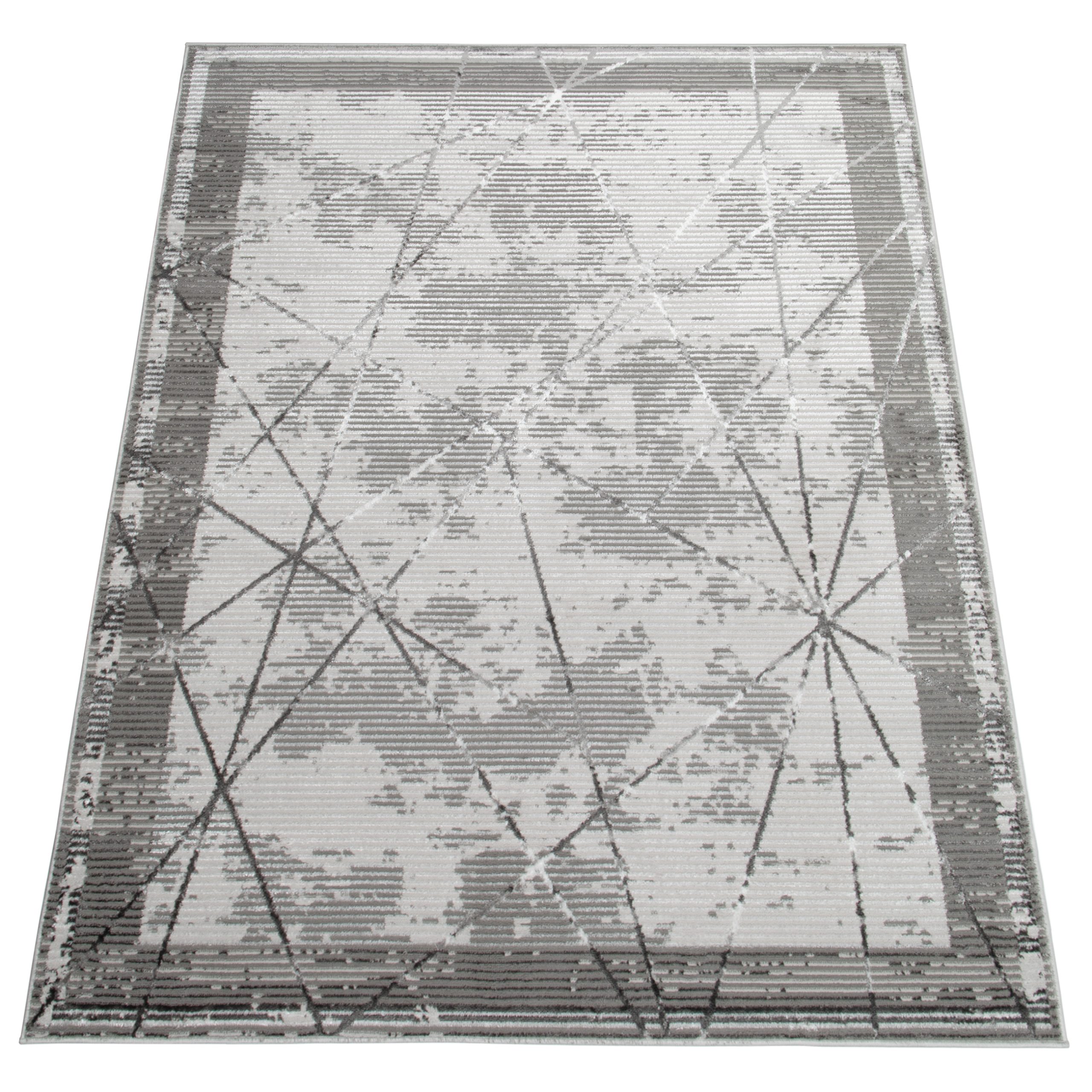 Vloerkleed Crystal Grijs Frame Geometrisch 3D Effect