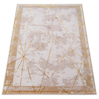 Vloerkleed Crystal Gold Beige Frame Geometrisch 3D Effect