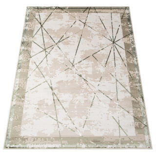 Vloerkleed Crystal Groen Beige Frame Geometrisch 3D Effect