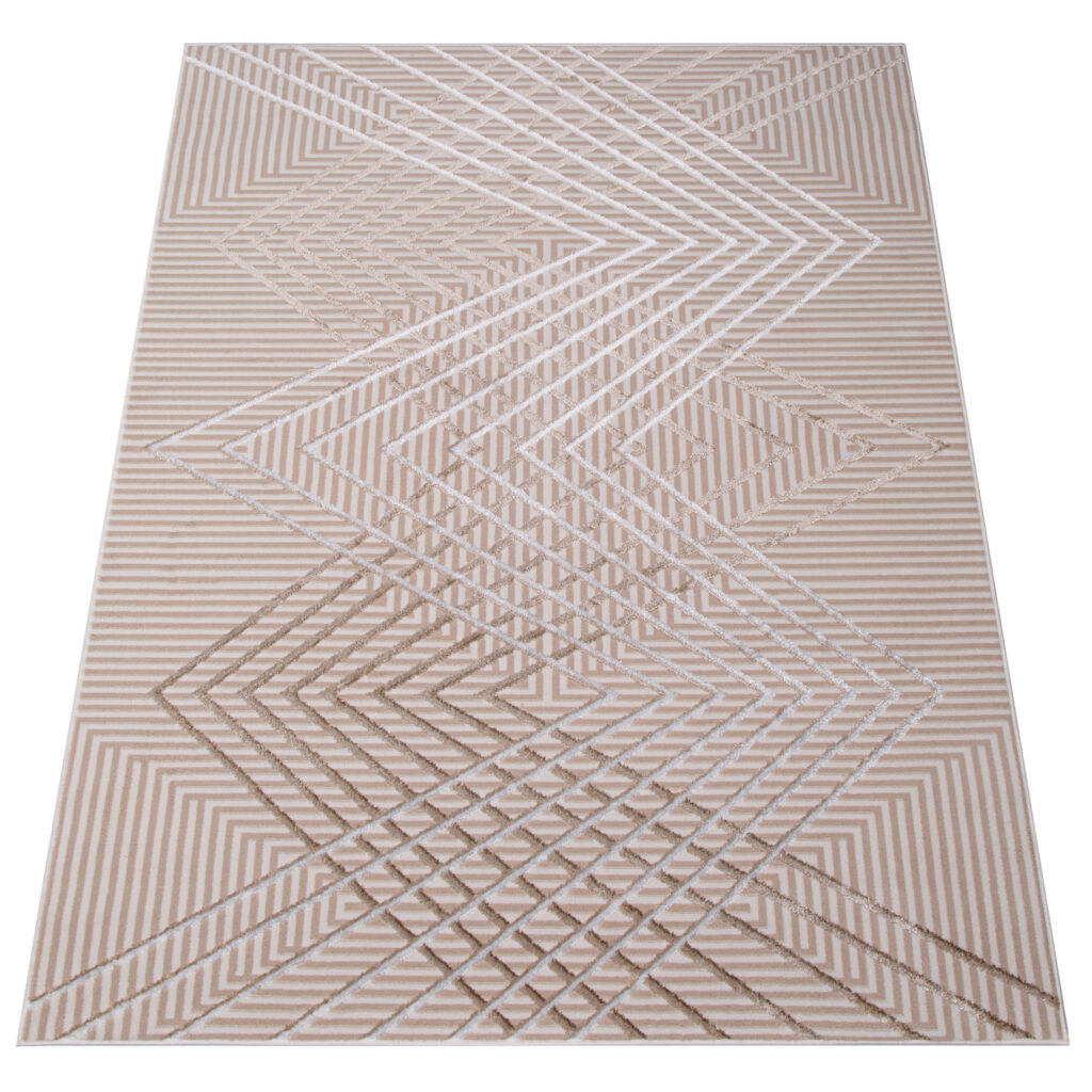 Vloerkleed Crystal Beige Bruin Zigzag Geometrisch 3D Effect